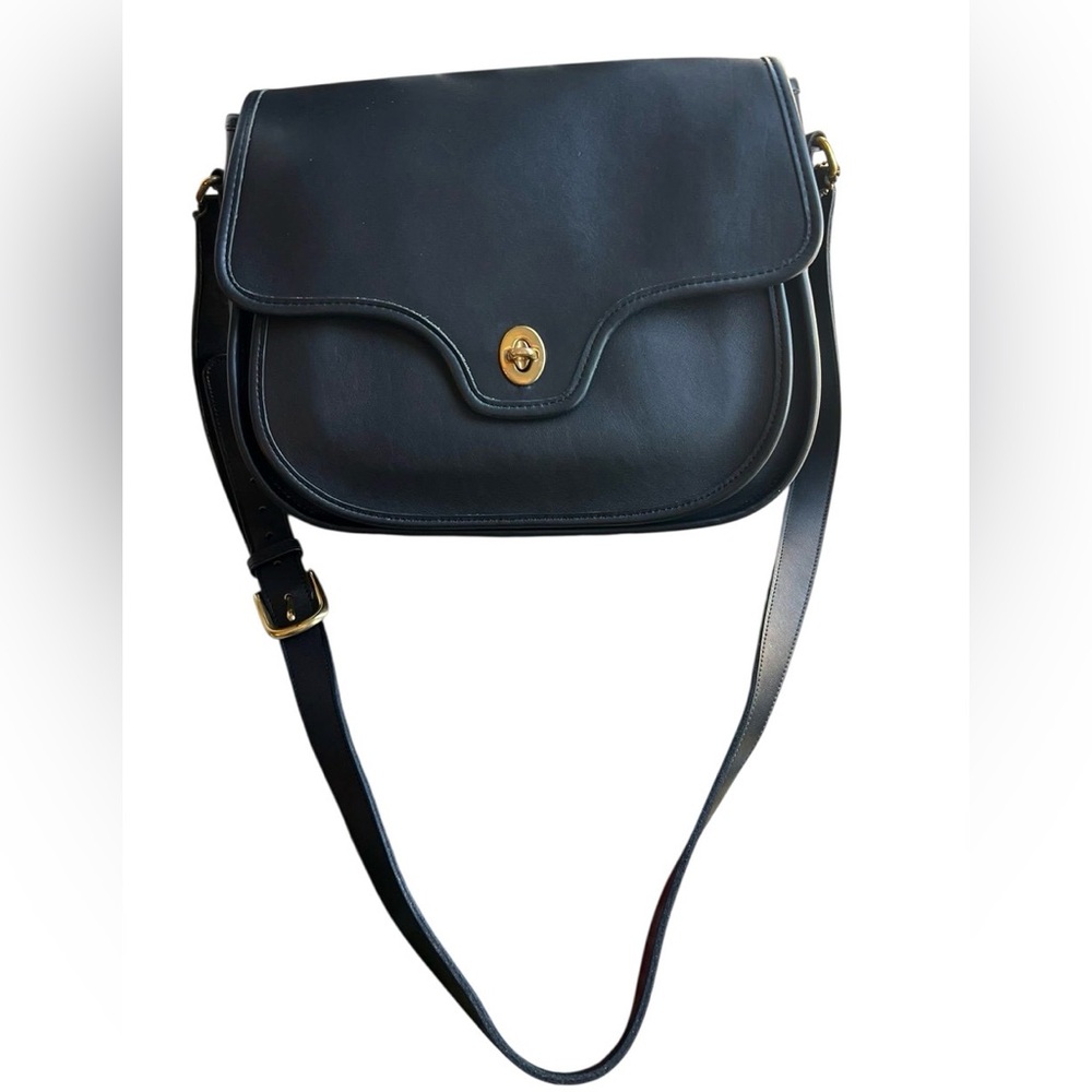 Vintage Coach Lenox Bag. Navy/Brass Hardware. (C728-328) Pre-1994